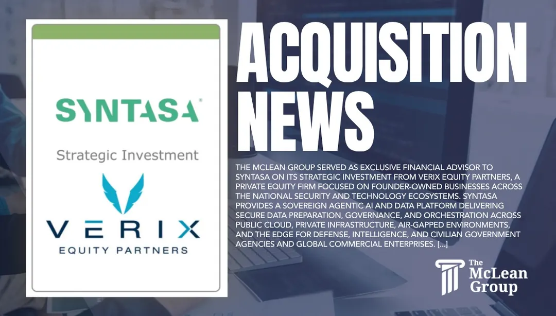 The McLean Group Advises Syntasa on Its Strategic Investment by Verix Equity Partners