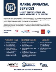 Marine survey and vessel appraisal by American Society of Appraisers (ASA) accredited marine appraisers, DLS Marine