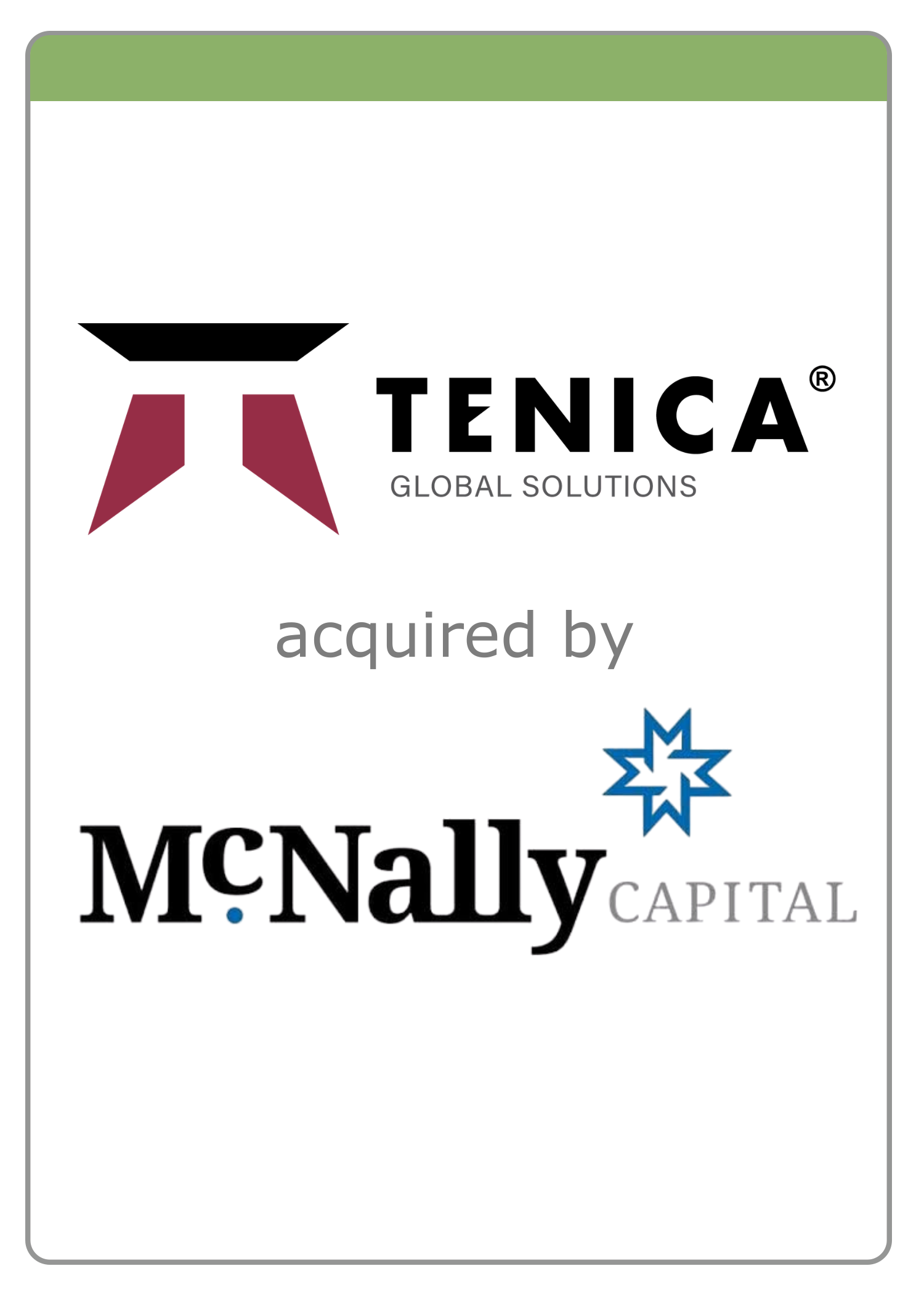 TENICA Global Solutions receives a majority investment from McNally Capital — The McLean Group
