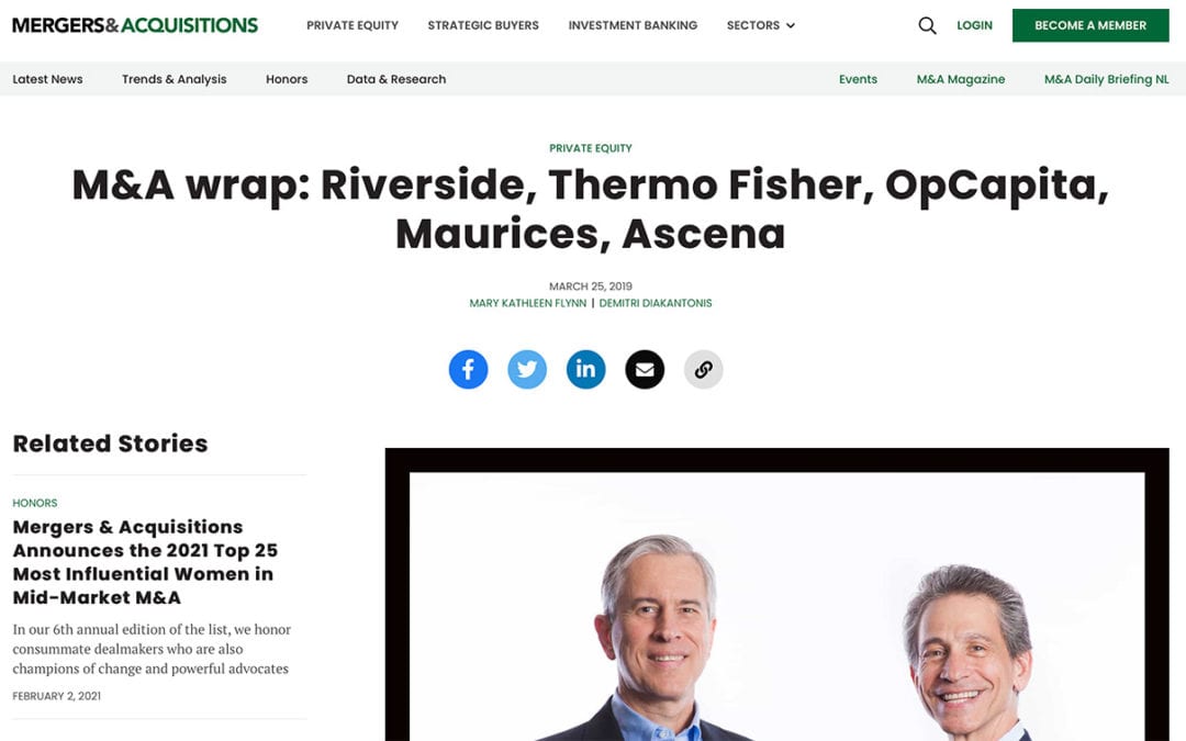 (themiddlemarket.com) M&A Wrap – Mergers & Acquisitions