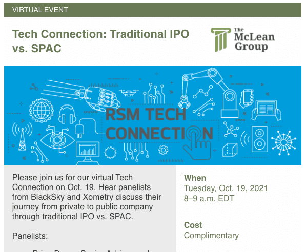 (Oct 19th, 2021) RSM’s Tech Connection: Traditional IPO vs. SPAC
