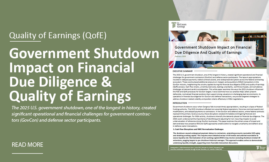 Government Shutdown Impact on Financial Due Diligence And Quality of Earnings